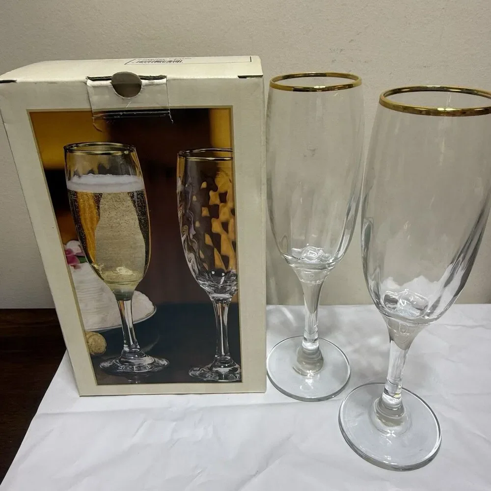 Crystal Clear Forever Favors 6 Ounce Long Stem Champagne Toasting Flutes NOS